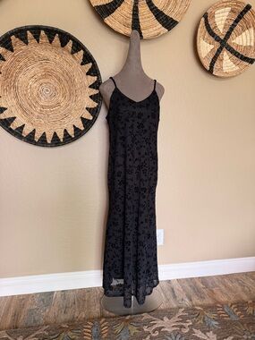 SHEIN Black Floral Burnout Slip Maxi Dress